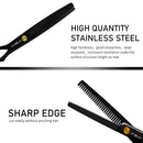 VANELC Hair Cutting Scissors Set 6 Inch, Hair Thinning Scissors, Professional Barber Sharp Hair Scissors and Household Hairdressing Shears Kits Hair Shear Set for Cutting Styling Hair (2pcs, Black) VANELC