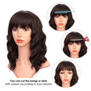 ENTRANCED STYLES Short Dark Brown Wigs for Women Wavy Bob Wig with Bangs Women's Shoulder Length Synthetic Curly Pastel Bob Wig for Girl Colorful Cosplay Wigs ENTRANCED STYLES Store