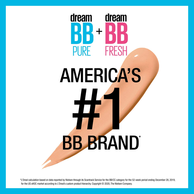 Maybelline Dream Pure Skin Clearing BB Cream, 8-in-1 Skin Perfecting Beauty Balm With 2% Salicylic Acid, Sheer Tint Coverage, Oil-Free, Deep, 1 Fl Oz Maybelline New York