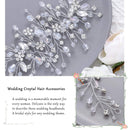 Aukmla Flower Bride Wedding Hair Vine Silver Crystal Bridal Hair Piece Rhinestone Hair Breath Accessories for Women and Girls(9.84 Inches) (Silver) Aukmla