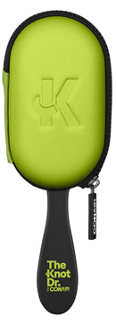 Conair The Knot Doctor for Premium Pro Detangling Brush for Wet or Dry Hair with Green Storage Case, Black Conair