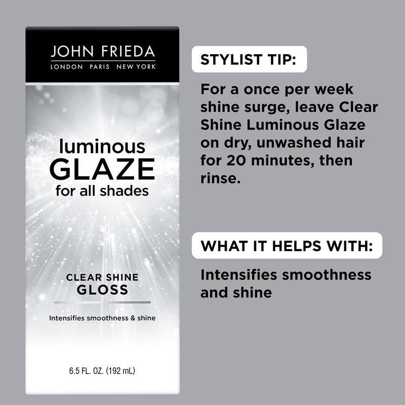 John Frieda Luminous Glaze Clear Shine Hair Gloss, Anti-Fade, Color Enriching Gloss, Safe for Color Treated Hair, 6.5 Ounces (Pack of 2) John Frieda