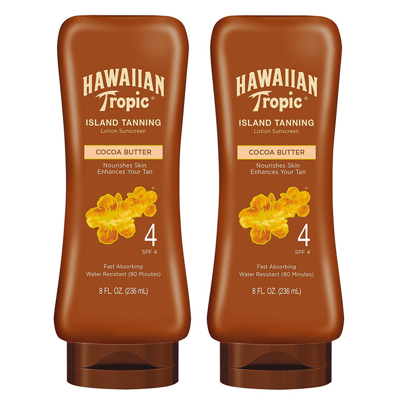 Hawaiian Tropic SPF 4 Sunscreen, Protective Dark Tannning Sunscreen Lotion 8 Ounces Twin Pack Hawaiian Tropic
