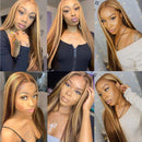 UNice Hair Ombre Blonde Highlight Lace Front Human Hair Wigs for Black Women Brazilian Remy Hair Straight Long 13x4 Lace Front Brown Blonde Mixed Colored Wig Pre Plucked with Baby Hair 22 inch UNICE Store