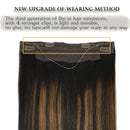 GOO GOO Halo Hair Extensions Human Hair Ombre Natural Black Mixed Chestnut Brown 18 Inch 80g Remy Human Hair Extensions Flip in Natural Hidden Crown Hair Extensions for Women GOO GOO Store