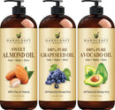 Handcraft Sweet Almond Oil with Grapeseed Oil and Avocado Oil - 100% Pure and Natural - Premium Therapeutic Grade Carrier Oils for Aromatherapy, Massage, Moisturizing Skin and Hair - Huge 16 fl. Oz Handcraft Blends Store