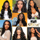 QTHAIR 12A Grade Brazilian Body Wave Human Hair Bundles (24 24 26) Inch Weave Hair Human Bundles Brazilian Virgin Hair For African Americans Women 3 Bundles Total 300g/10.5oz QTHAIR