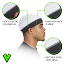 Veeta Superior Wave Cap - Smooth Silky Fabric | Maximum Compression Wave Cap | Soft Elastic Headband | Outside Seam Stitching (Ghost White) Veeta