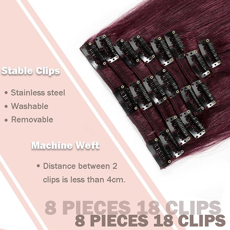 Hairro 100% Real Human Hair Clip in Hair Extensions 24 Inch Long