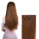 16" Clip in Hair Extensions Real Human Hair for Women - Silky Straight Light Brown Hair Extensions Clip on 55grams 4pieces (16inches,