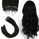 Ugeat Micro Beads Human Hair Extensions 20 Inch Micro Ring Hair Extensions Darkest Brown