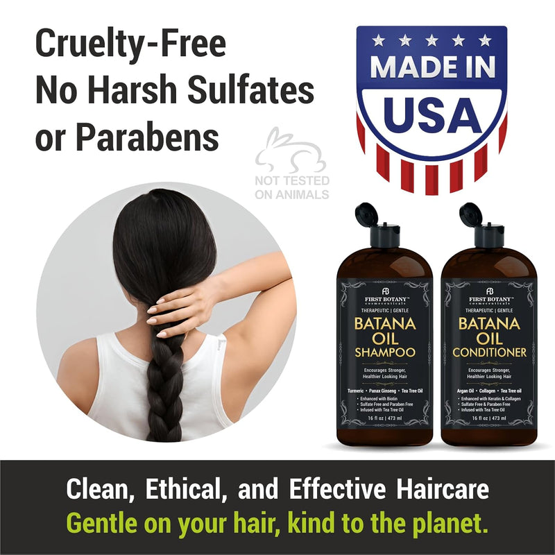 Batana Oil Shampoo and Conditioner - Fights Hair Loss, Promotes Hair Growth, Fights Dandruff, Lice & Itchy Scalp - for Men and Women Sulfate Free - 16 fl oz x 2 Infinity Warehouse