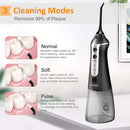 TUREWELL Water Flossing Cordless Oral Irrigator - 300ML Portable IPX7 Waterproof Water Teeth Cleaner, 3 Modes Water Cordless Pick for Teeth/Braces, 5 Water Jet Tips for Travel & Family Use TUREWELL