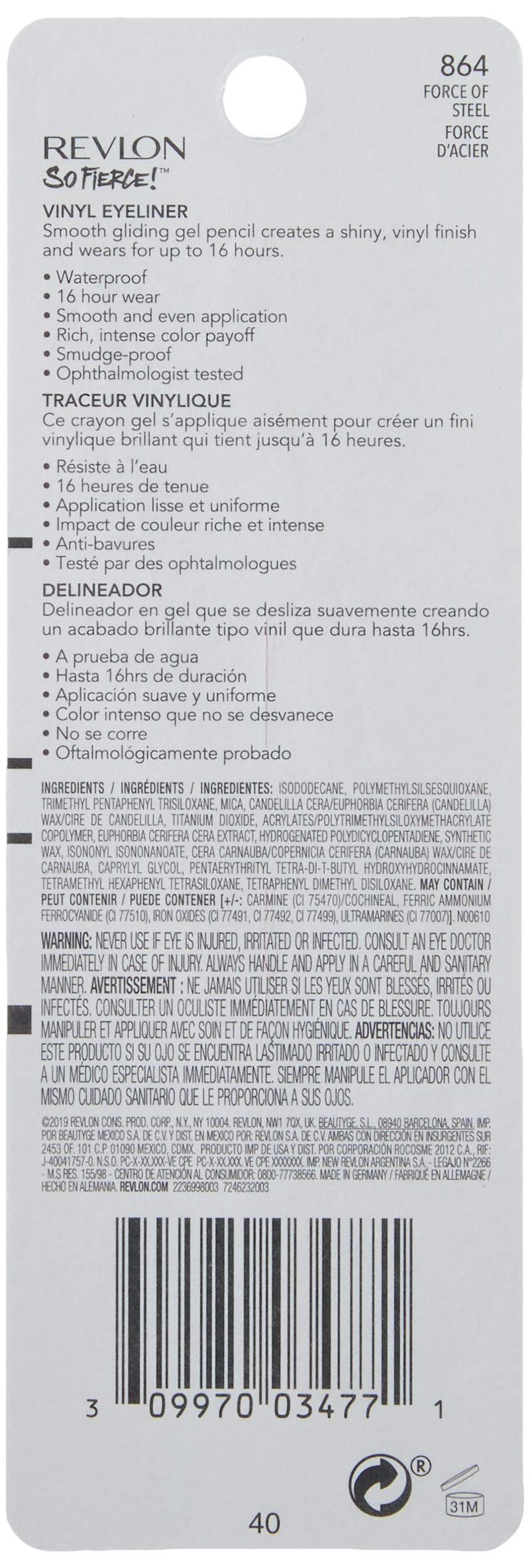 Revlon So Fierce Vinyl Eyeliner, Force of Steel, 0.042 Ounce REVLON