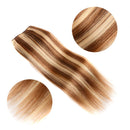 5 Pieces 12 Remy Clip in Hair Extensions Human Hair Light Brown Mixed Blonde Highlights - Beauty Silky Straight Short Thick Real Hair Extensions for Women Fashion (12 inches, 6/613, 60 grams) Amygirl