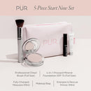 PÜR Minerals Multitasking Essentials Kit - Makeup Gift Set Includes 4-in-1 Correcting Primer, Fully Charged Mascara, 4-in-1 Pressed Mineral Powder & 1 Chisel Brush Infinity Warehouse