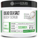 pureSCRUBS Premium Lemongrass Dead Sea Salt Body Exfoliator Scrub, Full Exfoliating Body Scrubber - Large 16oz Jar, Filled With Essential Oils, Includes Spoon, Loofah & Exfoliating Skin Soap Infinity Warehouse