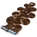 Wavy Tape in Hair Extensions Human Hair 100g 40pcs Body Wave 18 inch Light Brown Long Soft Remy Hair Skin Weft Seamless Invisible Double Side Tape