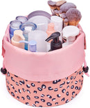 Barrel Makeup Bag Travel Drawstring Cosmetic Bag Large Toiletry Organizer Waterproof for Women and Girls (Large, Leopard) Narwey Store