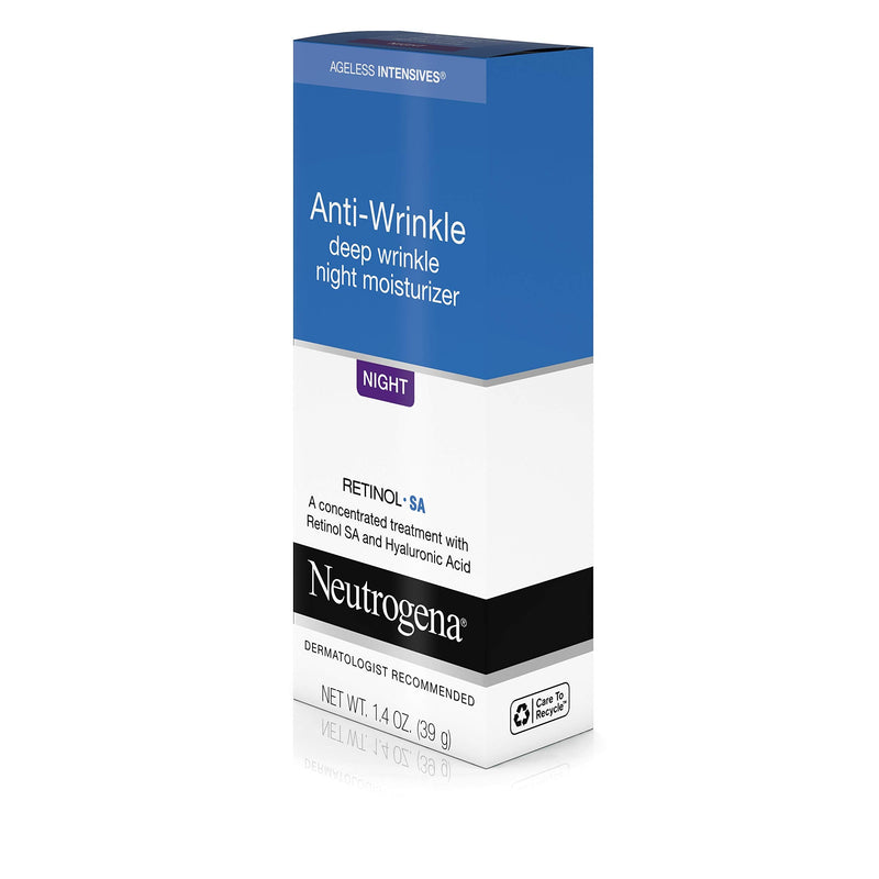 Neutrogena Ageless Intensives Anti-Wrinkle Retinol Cream with Hyaluronic Acid - Night Moisturizer Cream with Retinol, Vitamin E, Glycerin, Hyaluronic Acid, and Shea Butter, 1.4 oz (Pack of 2) Neutrogena