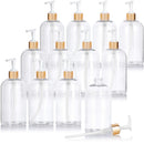 16 oz / 500 ml Clear Plastic PET Boston Round Bottle (BPA Free) with (12 pack, Gold Lotion Pump) JUVITUS