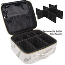 Relavel Travel Makeup Train Case Makeup Cosmetic Case Organizer Portable Artist Storage Bag with Adjustable Dividers for Cosmetics Makeup Brushes Toiletry Jewelry Digital Accessories (Marble, White) Relavel