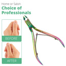 Cuticle Trimmer with Cuticle Pusher Professional Stainless Steel Cuticle Cutter Sharp Blades Double Spring Cuticle Nippers for Nail Care Pedicure Manicure Nail Tools for Home Spa (Multi-Colored) GREEN ESTETICA