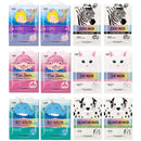 Epielle Character Sheet Masks | Animal Spa Mask |Dalmatian, Zebra, Cat, Shark, Narwhal, Mermaid Scale | Korean Beauty Mask -For All Skin Types, (Pack of 12) | Birthday Party Gift for her kids, Spa Day Party, Girls Night, Spa Night, Beauty Gift Epielle Store