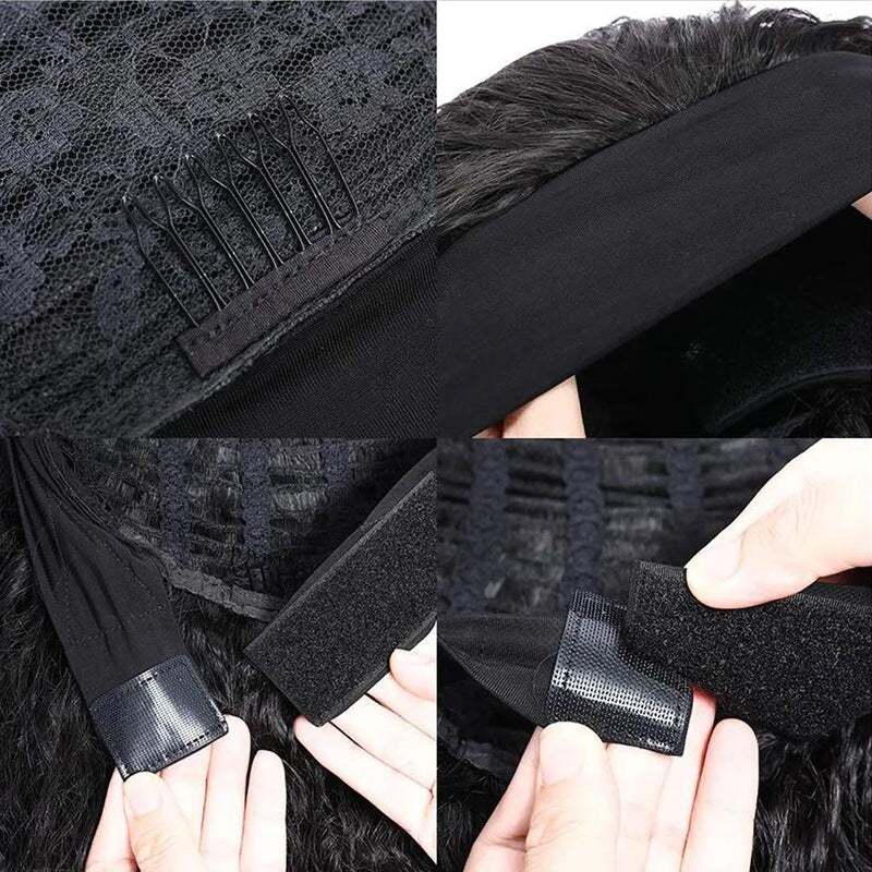 Beauty Forever Headband Human Hair Wig Water Wave Glueless Human Hair Wigs With Pre-attached Scarf Non Lace Front Wigs for women Natural Color 200% Density 14 Inch Beauty Forever Store