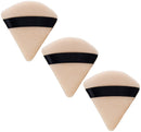 3-Pack Powder Puffs For Face Makeup, Made of Cotton Velour in Triangle Wedge Shape Designed for Contouring, Under Eyes and Corners JUVITUS