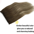 GOO GOO 120g Hair Extensions Clip in Human Hair Walnut Brown to Ash Brown and Bleach Blonde Remy Human Hair Extensions Clip in Natural Hair Straight 7pcs 22 Inch GOO GOO
