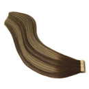GOO GOO Hair Extensions Tape in Ombre Chocolate Brown to Honey Blonde 16 Inch 50g 20pcs Human Hair Extensions Straight Real Hair Extensions Tape in Remy Hair Extensions GOO GOO Store