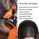 UNice Hair 10A Body Wave U Part Wig Human Hair for Women Brazilian Remy Hair Glueless Full Head Clip in Half Wig U Shape Wig 150% Density Natural Color (24inch) UNICE Store
