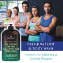 ALL Natural Tea Tree Body Wash - Fights Body Odor, Athlete’s Foot, Jock Itch, Nail Issues, Dandruff, Acne, Eczema, Yeast Infection, Shower Gel for Women & Men, Eucalyptus Aloe Skin Cleanser -16 fl oz First Botany