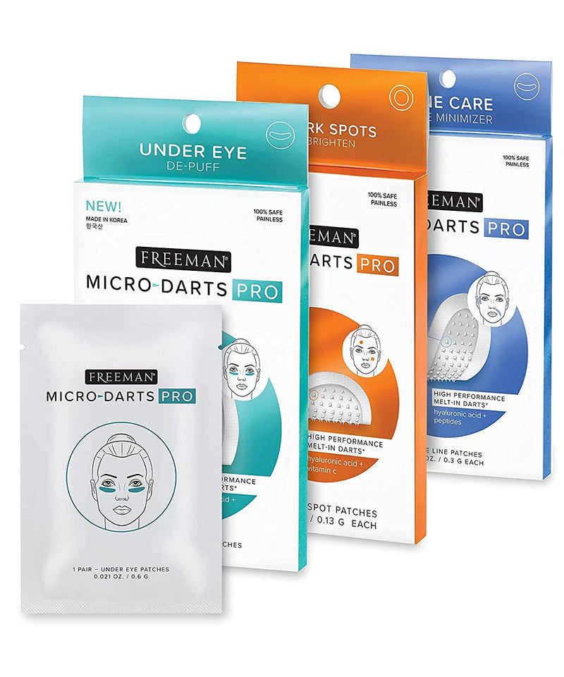 Freeman Beauty MicroDarts PRO Korean Skincare Variety Set Undereye Patches Dark Spot Remover and Face Wrinkle Patches, 3 Count FREEMAN