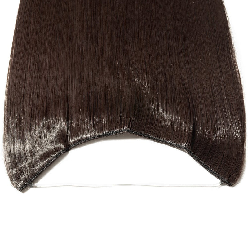 Miracle Translucent Invisible Wire Fish Line on Clip in Hair Extensions 20-24 Inch Straight Wavy Curly Synthetic Hairpieces 20 Inch Straight Dark Brown Benehair
