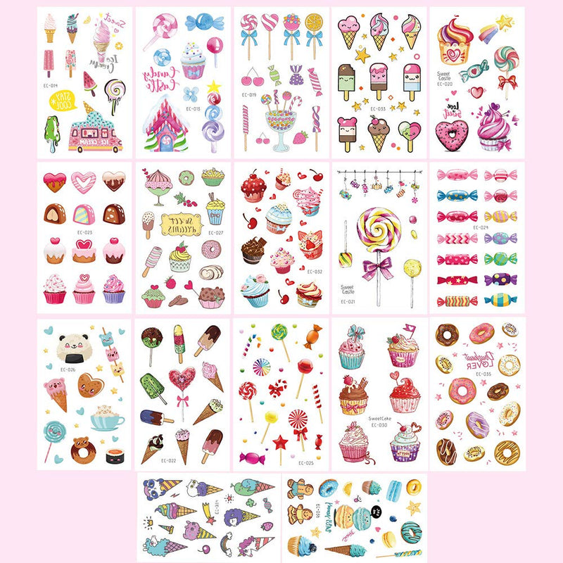 Ooopsi Ice Cream Temporary Tattoos for Kids 180PCS - Ice Cream, Lollies, Cookie, Cake Tattoo Stickers - Sweet Summer Tattoos Sticker for Girl Birthday Party Decorations Supplies Favors(17 Sheets) Ooopsi