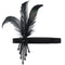 BABEYOND 1920s Flapper Headpiece Roaring 20s Great Gatsby Headband Black Feather Headband 1920s Flapper Gatsby Hair Accessories (Black) BABEYOND