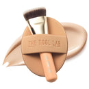 THE TOOL LAB All Day Fitting Duo (Glow type) - Premium Base Makeup Set for Liquid Cream Powder Foundation, Buffing Blending Face Brush, Sponge, Portable Case - 1.1" Flat Top Brush Infinity Warehouse