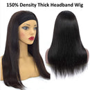 Natural Color Human Hair Headband Wigs Straight Natural Remy Hair Half Wigs for Black Women Pre Plucked Hairline with Baby Hair Glueless 150% Density None Lace Front Wigs Headband Attached 24 Inch Benafee Store
