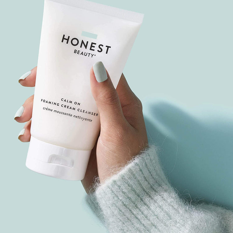 Honest Beauty Calm On Foaming Cream Cleanser | with Hyaluronic Acid + Phytosterols & Phospholipids + Amino Acids | 4 Fl Oz Honest Beauty