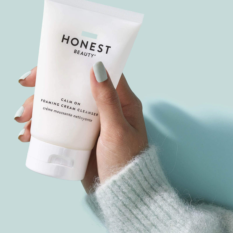 Honest Beauty Calm On Foaming Cream Cleanser | with Hyaluronic Acid + Phytosterols & Phospholipids + Amino Acids | 4 Fl Oz Honest Beauty