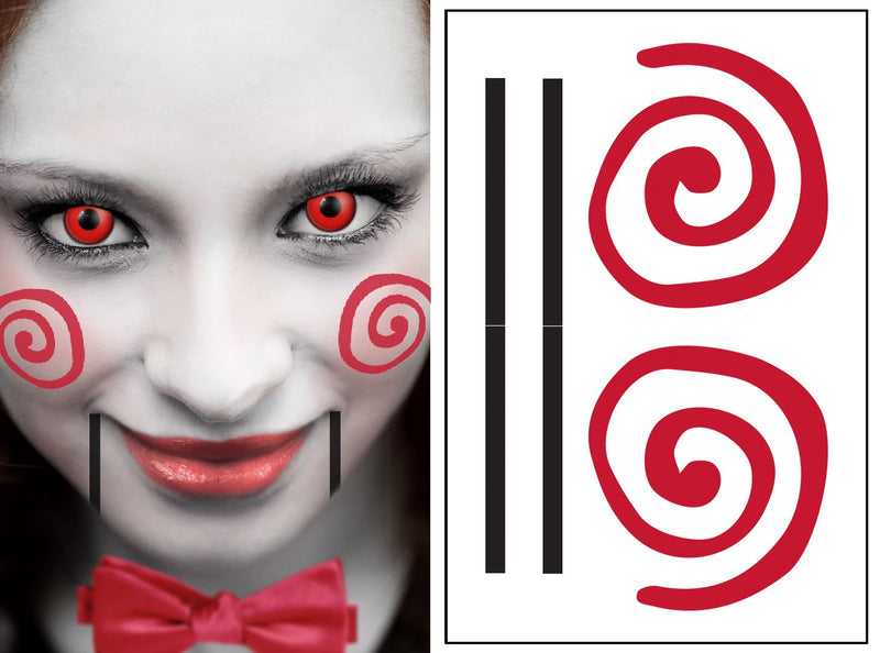 Saw Clown Style Kit Temporary Tattoos | Skin Safe | MADE IN THE USA Fashiontats