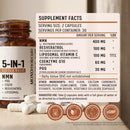 5-In-1 NAD+ Supplement | NMN + Resveratrol + CoQ10 + PQQ + Liposomal, NAD Supplement for Women & Men, Supports Cellular Energy, Heart, Brain and Healthy Aging –Third-Party Tested, 60 Vegan Capsules Infinity Warehouse