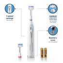 Triple Bristle GO | Portable AA Battery Sonic Toothbrush for Travel | Three Powerful Modes | Soft Nylon Bristles-Also for Autistic & Special Needs Adults and Kids | Triple Bristle GO Two Pack Triple Bristle Store
