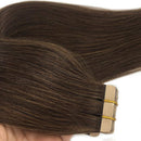 GOO GOO 24 Inch Tape in Hair Extensions Human Hair Chocolate Brown Hair Extensions 20pcs 50g Tape in Hair Extensions Human Hair for Women GOO GOO