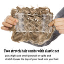 Messy Bun Hair Piece with Combs Clip in Bun Scrunchie Juva Bun Dish Fluffy Wavy Hair Updo Easy Stretch Big Chignon Short Ponytail Hairpiece for Women sandy Brown & Bleach Blonde Benehair