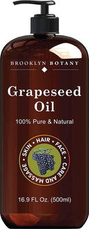 Brooklyn Botany Grapeseed Oil for Skin – 100% Pure and Cold Pressed – Carrier Oil for Essential Oils, Aromatherapy and Massage – Moisturizing Skin, Hair and Face – Therapeutic Grade – 16 fl Oz Brooklyn Botany Store