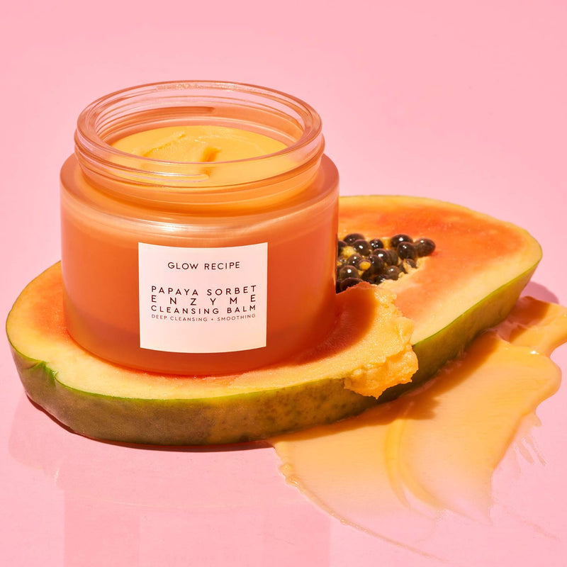 Glow Recipe Papaya Sorbet Enzyme Cleansing Balm – Deep Cleanser + Soothing Makeup Remover for Clean, Soft, Glowing Skin - Infused with Papaya Seed Oil + Blueberry Extract (100ml / 3.4 fl oz) Glow Recipe