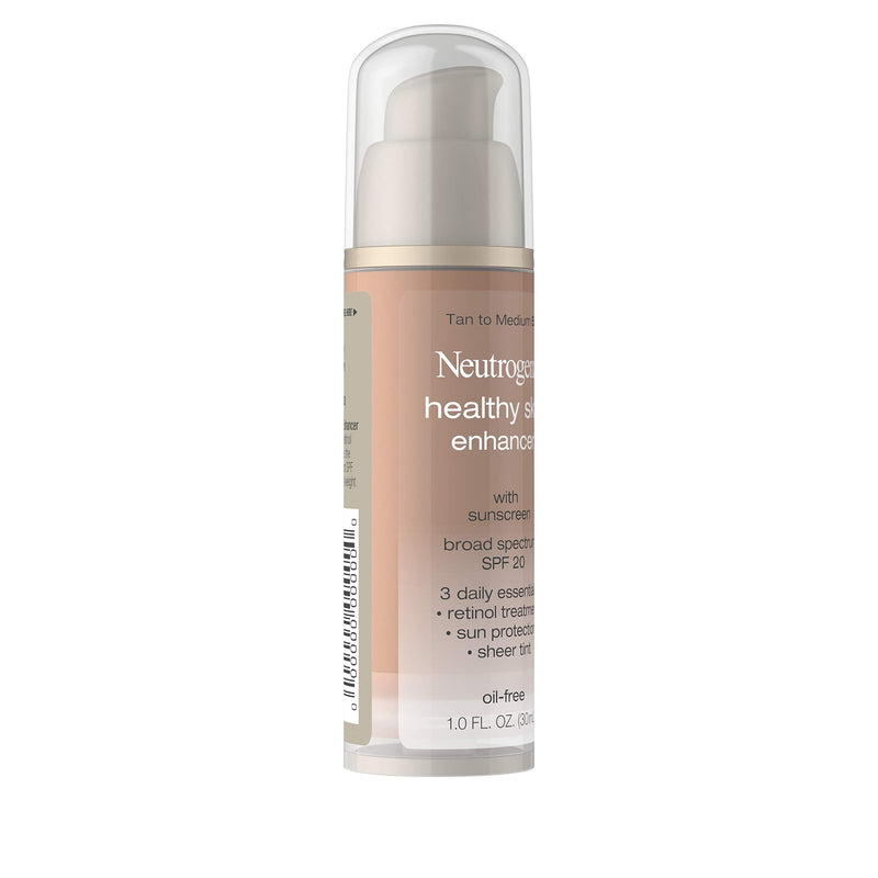 Neutrogena Healthy Skin Enhancer Sheer Face Tint with Retinol & Broad Spectrum SPF 20 Sunscreen for Younger Looking Skin, 3-in-1 Daily Enhancer, Non-Comedogenic, Tan to Medium 50, 1 fl. oz Neutrogena